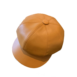 HZO-18140 Chapeau de vendeur de journaux, Cuir PU Plaine Taxi Visière Béret Gatsby Lierre Casquettes pour Femmes - Product Image 6