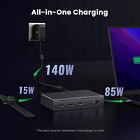 Base de Conexión UGREEN Thunderbolt 4 8 en 1, 40Gbps, Hub TBT4, 3 Puertos TB4, Doble Salida 4K 60Hz, Salida Única 8K, Carga Rápida de 85W, Gigabit Ethernet