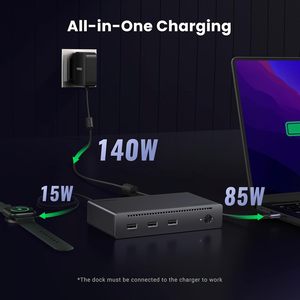 Ugreen Thunderbolt 4 Dock 8 in 1 40Gbps ฮับ TBT4 3 x TB 4 DUAL 4K 60Hz Dual 8K จอแสดงผล8K 85W ชาร์จเร็วอีเธอร์เน็ตกิกะบิต - Product Image 5