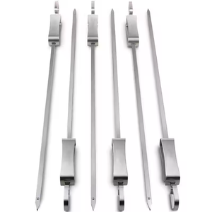 Brochetas de <span class=keywords><strong>Kebab</strong></span> de metal plano de acero inoxidable, pasadores de parrilla deslizantes para herramientas de barbacoa - Product Image 1