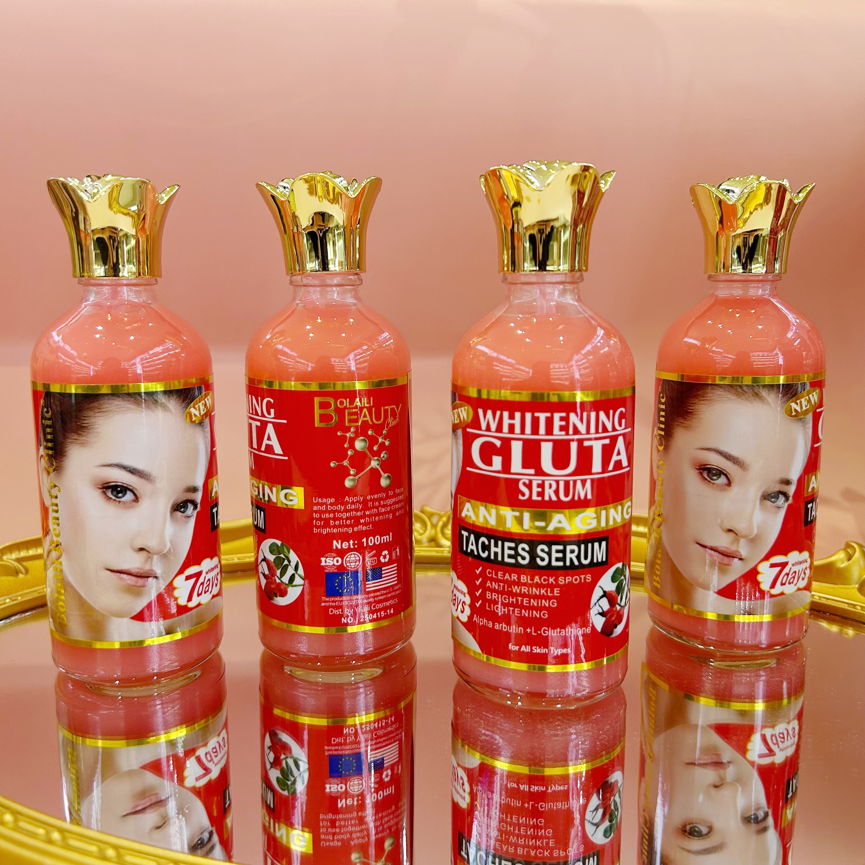 glutathione 7 whitening serum Wholesale Price Anti-Aging Face Day Brightening Skin Care Clear Dark Spots Taches Serum grade whitening solution GHK-Cu - Sérum de hair serum Option:1200mg