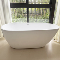 Baignoire ovale autoportante en acrylique de 1600 mm avec drain central, hauteur 22 pouces, écologique, garantie 1 an, pour immersion profonde, référence 9061