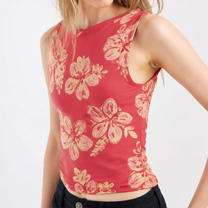 Top Halter de Verano para Mujer, Diseño de Fábrica, Escote Profundo en V, Transpirable, 100% Algodón, Estampado Hawaiano, Alta Calidad - Product Image 4