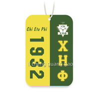 Désodorisant de voiture et sachet parfumé promotionnel personnalisé avec motif lettres grecques de sororité, désodorisant de placard