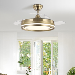 Ventilateur de plafond intelligent à LED avec lumière, télécommande, pales rétractables, intensité variable, pour salon intérieur - Grande Vente - Product Image 1