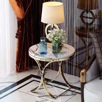 Table basse en métal de style nordique de luxe avec plateau en pierre et en marbre pour le mobilier de salon