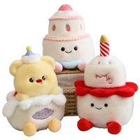 Peluche Gâteau d'Anniversaire Adorable, Jouet en Peluche Crème Fraise, Remplissage Coton PP, 11-30cm, Cadeau Décoratif