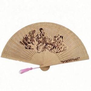 Chinese 8 Inch <b>Folding</b> Handmade Silk <b>Screen</b> Printed Fan with Tassel Custom Logo Option for Wedding Favors & Birthday Gifts - Product Image 5