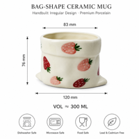 Vente en gros directe d'usine, tasse en céramique créative de 300 ml en forme de sac irrégulier, tasse à boire peinte à la main pour cadeau