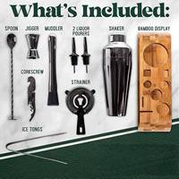 Kit de Barman Professionnel en Acier Inoxydable – Outils de Bar Écologiques et Modernes avec Sac de Transport – Idéal pour les Cadeaux de Voyage