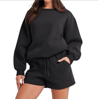 Ensemble de survêtement coupe-vent en molleton côtelé à col ras du cou et revers, grande taille, personnalisable avec logo, pour femme, collection automne