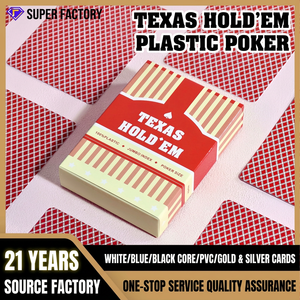 Cartes de poker Texas Hold'em en gros, cartes à jouer en plastique imperméables de taille tournoi avec index Jumbo pour les jeux de casino et de club - Product Image 3
