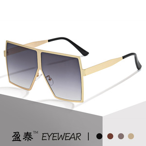 Eyewear <b>Square</b> Large Frame <b>Sunglasses</b> Gold Metal Unisex UV400 Protection Street Style - Product Image 1
