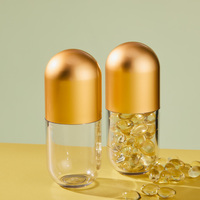Flacon vide en plastique transparent de 50 ml avec bouchon doré pour capsules, idéal pour l'emballage de comprimés et granulés – Vente en gros