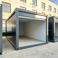 Garage préfabriqué moderne en conteneur en acier, panneaux sandwich isolés avec volet roulant électrique