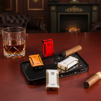 Briquet à gaz rechargeable JIFENG 092 Boutique en métal, flamme réglable pour cigares et cigarettes