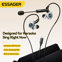 ESSAGER SK1 Hifi suppression du bruit dans l'oreille moniteur de jeu musique Usb Type C écouteurs filaires avec micro et carte son intégrée