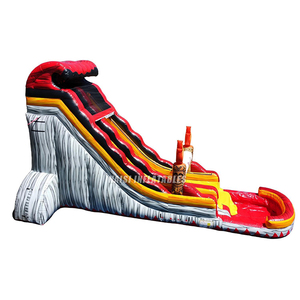 Combo de Tobogán Acuático Inflable Comercial de 20 pies con Diseño Tiki Torch y Zona de Salpicaduras, Rojo Mármol <span class=keywords><strong>Gris</strong></span>, con Función de Brincolín y Saltador Acuático - Product Image 3