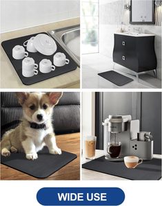 Tapis de cuisine super absorbant, tapis de séchage de vaisselle antidérapant avec dos en caoutchouc, tapis égouttoirs anti-taches pour comptoir - Product Image 4