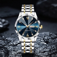 Montre d'affaires étanche en acier inoxydable avec mouvement à quartz, cadran à motif diamant de 41 mm, résistante à l'eau 30M, vente en gros d'usine