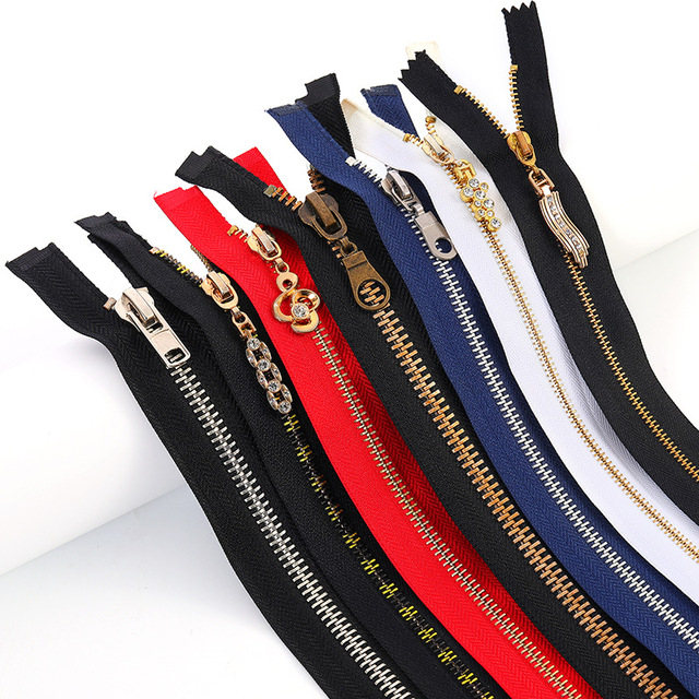 OEM Jacket Bag Jeans Cremallera Brass Teeth Zip Close End Zipper Nylon Waterproof Zipper Metal Zippers for Handbags