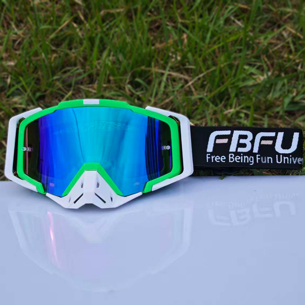 Lunettes bleues à monture verte et blanche