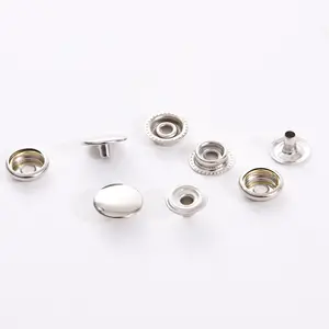 Kancing Jepret Cincin Logam 10Mm 12Mm 15Mm, dengan Bagian Bawah Kancing Pengencang Logam untuk Mantel dan Celana Jeans