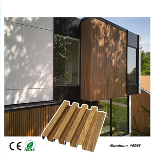 Esterno esterno moderno rivestimento in metallo scanalato in legno Look alluminio pannello a parete foglio per Villa ufficio Hotel appartamento - Product Image 2