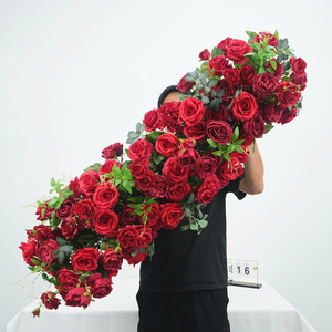 DKB Factory Customized Red Roses Floor Row <b>Artificial</b> <b>Flower</b> Runners for Wedding Decoration Table Centerpieces - Product Image 3