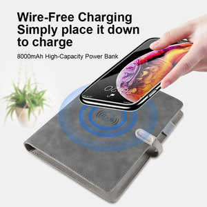 8000mAh 무선 마그네틱 충전기 파워뱅크 다이어리 노트북 애플/타입-C 포트 두꺼운 USB 스틱 탈착식 선물 세트 - Product Image 3