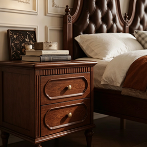 Traditional Wooden King Size Bed Frame with Tufted Genuine Leather Upholstered Headboard and Arched Design - Product Image 4