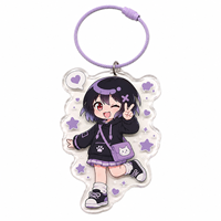 Llavero de acrílico personalizado con diseño de marinero lavanda, patrón de estrellas y luna, estilo Chibi, anillo, dije de papelería de anime Kawaii para reventa