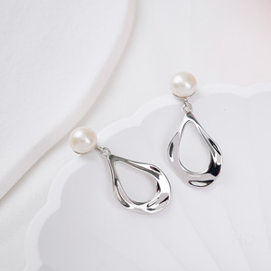 Boucles d'oreilles KAMMY en argent sterling 925, géométriques, tendance, irrégulières, torsadées, grandes, pendantes, minimalistes, pour un usage quotidien - Product Image 4