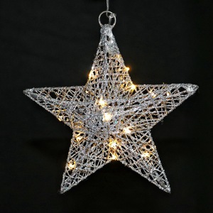 Christmas Iron Star with Glitter and Metal Wreath Shape Decoration with <b>LED</b> <b>Light</b> - Product Image 3