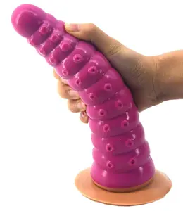 FAAK-G121 9.8 inch silicone caterpillar shaped dildo soft but hard sex toy artificial penis sex tool anal plug for adults