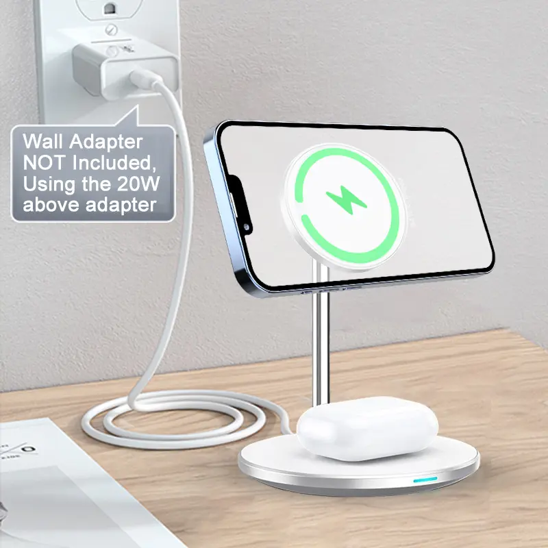 Top Selling Product chargeur magnetique sans fil 15w wireless charger 2 in 1 for iphone and android for airpods wireless charger