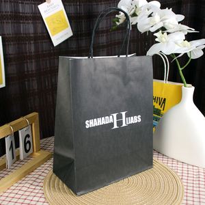 Wholesale Reusable Food Cake Shopping Custom Recycled Kraft Paper Bags with Kraft Handle Black/<b>Brown</b>/White Options Your Own Logo - Product Image 2