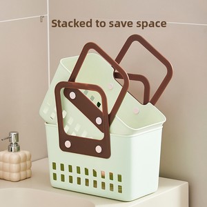 Portable <b>Rectangular</b> Bath <b>Basket</b> Good-Looking Simple Style for Student Dormitory Toiletries <b>Storage</b> Bath & Toilet Supplies - Product Image 3