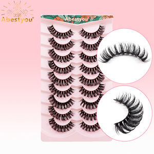 Abestyou, 9 pares, Etiqueta Privada, 14-18mm, tira rusa de seda 3D, pestañas Foxy, rizo D, extensión de pestañas de visón cónicas de Manga, venta al por mayor - Product Image 1