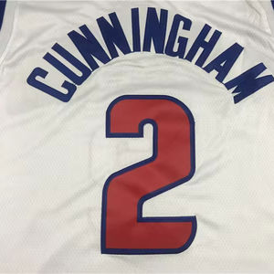 2024 Groothandel Nieuwe Gestikte Amerikaanse Basketbaltruien Nieuw Seizoen #<span class=keywords><strong>2</strong></span> Cade Cunningham Wit Zwart Blauw Truien - Product Image 2