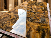 Dalle de pierre artificielle en onyx jaune, design moderne, imitation albâtre, pour usage hôtelier, rétroéclairée, ignifuge et imperméable