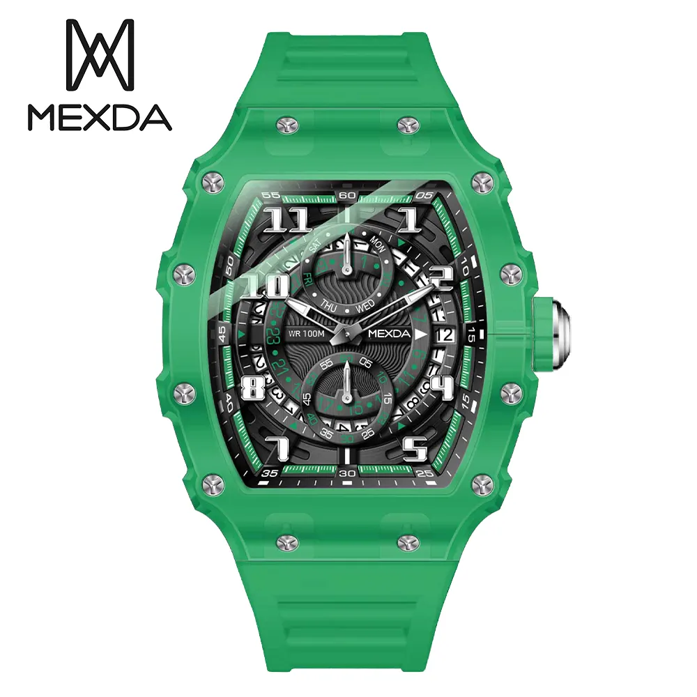 Mexda vente chaude 3atm étanche de luxe sport Quartz montres pour hommes lumineux semaine Date multi-fonction hommes relojes