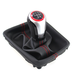 Poignée de levier de vitesse de voiture 5/6 vitesses en cuir avec surpiqûres rouges, ergonomique, accessoire de protection - Product Image 2
