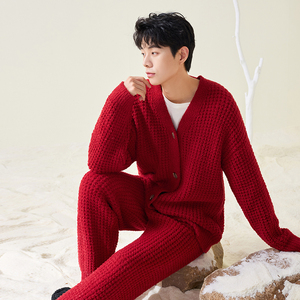 <span class=keywords><strong>Original</strong></span> de fábrica Anzhiban pijamas de lana de media Pila en trajes de dormir rojos y adecuados para Otoño e <span class=keywords><strong>Invierno</strong></span> como ropa de casa para hombres - Product Image 1