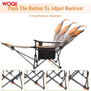Chaise pliante de camping Woqi avec repose-pieds amovible, tissu Oxford orange, légère, portable, inclinable, avec porte-gobelet et poche latérale - Product Image 5