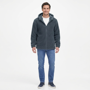 Hot Selling Men's Casual Style Sherpa Polar <b>Fleece</b> <b>Jacket</b> Winter Warm Breathable Custom Logo Embroidery Stand Collar - Product Image 1