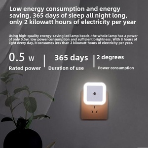 Mini Modern Smart LED Night Ring <b>Light</b> Eye-protection 0.5W ABS Plug-in Square Sensor <b>Wall</b> Lamp for Kids Bedroom <b>Bedside</b> - Product Image 4