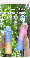 Nouvelle bouteille en plastique portable grande capacité avec poignée, style paille, pour étudiants et couples, design moderne et minimaliste, résistante aux hautes températures