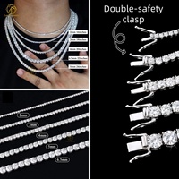Colliers Chaîne Tennis Iced Out en Argent 925 avec Diamant Moissanite VVS de 2.0mm à 6.5mm, Grande Sélection, Bijoux Hip Hop, Testeur de Diamant Passé