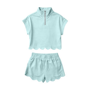 GSSO3378 Ensemble de vêtements d'été pour petite fille, rose et violet, imprimé uni, vente en gros, pyjama à manches courtes pour enfant - Product Image 3